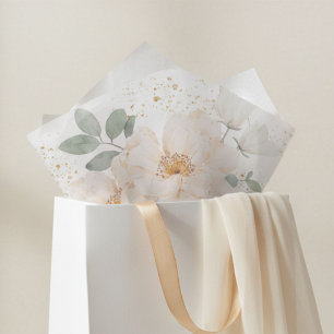 Gold Dust Watercolor Floral Wedding Tissue Paper