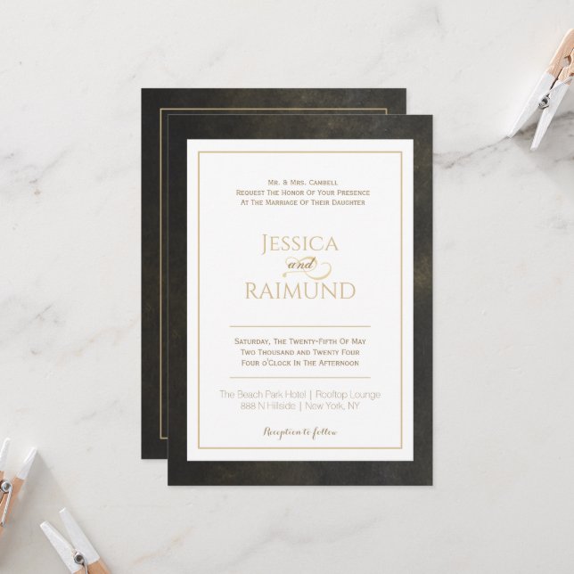 Gold Dust Wedding Invitation (Front/Back In Situ)