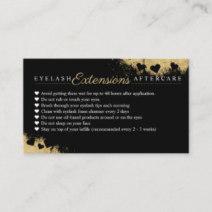 Gold Dusted Mascara Eye Lashes Aftercare Tips Referral Card