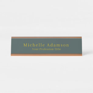 Gold & Dusty Green Colour Professional Plain Moder Desk Name Plate