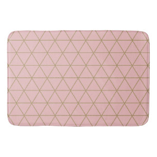 Gold Dusty Mauve Geometric Triangles Boho Glam  Bath Mat