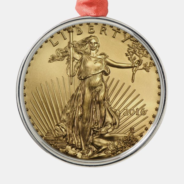 Gold Eagle coin Metal Tree Decoration (Front)