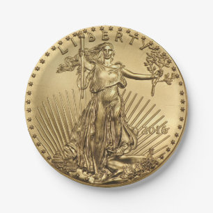Gold Eagle coin Paper Plate