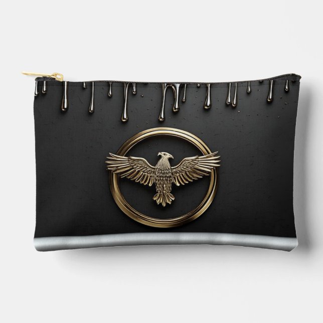 Gold Eagle Emblem With Spread Wings Accessory Pouch (Front)