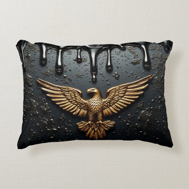 Gold Eagle Emblem With Spread Wings Decorative Cushion (Front)