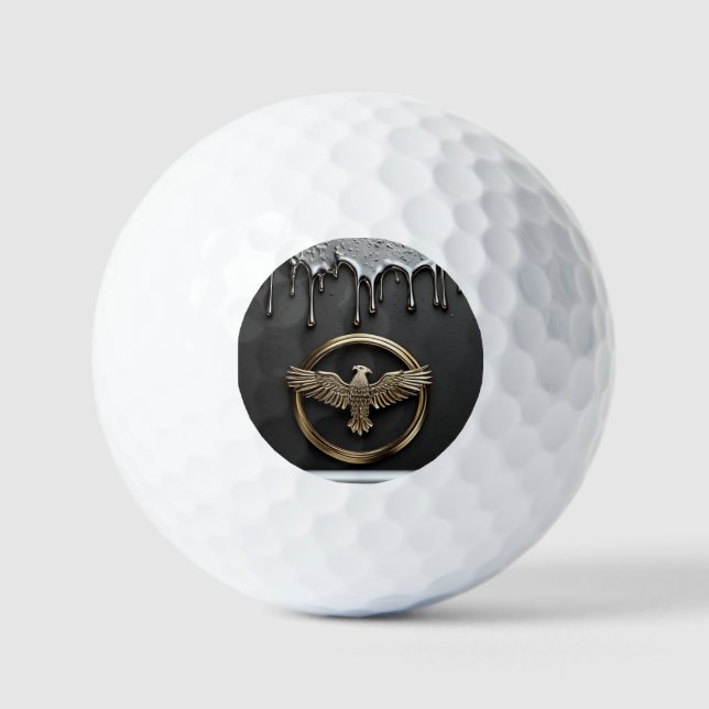 Gold Eagle Emblem With Spread Wings Golf Balls (Front)