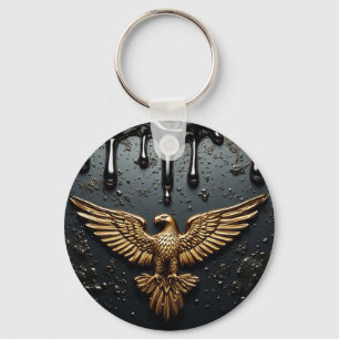 Gold Eagle Emblem With Spread Wings Key Ring