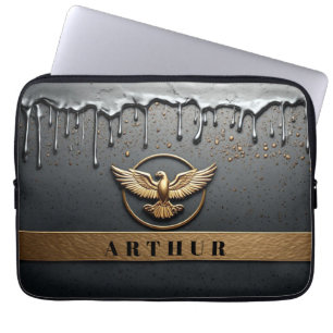 Gold Eagle Emblem With Spread Wings Laptop Sleeve