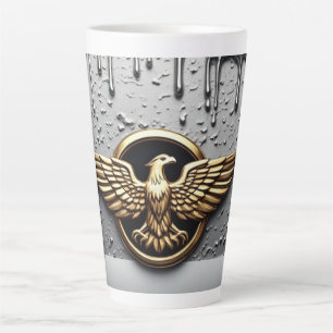 Gold Eagle Emblem With Spread Wings Latte Mug