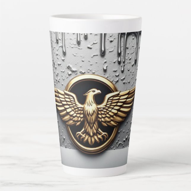 Gold Eagle Emblem With Spread Wings Latte Mug (Front)