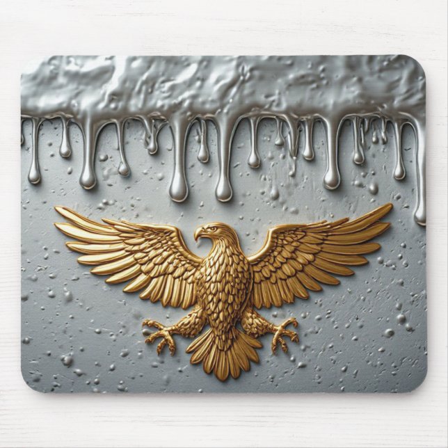 Gold Eagle Emblem With Spread Wings Mouse Pad (Front)