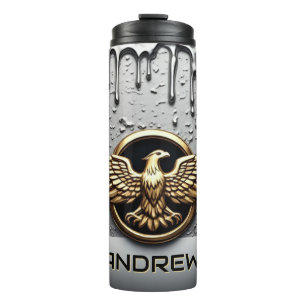 Gold Eagle Emblem With Spread Wings Thermal Tumbler