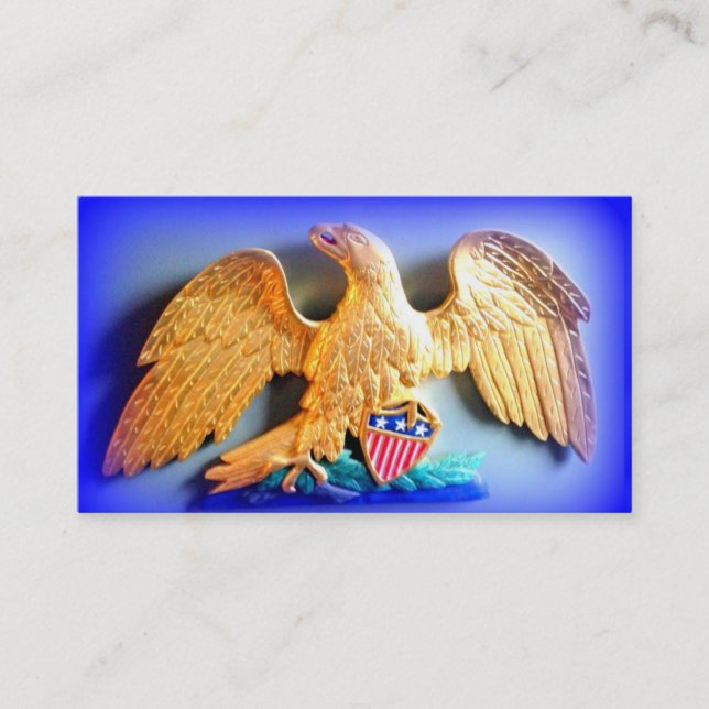 gold eagle on blue business card (Front)