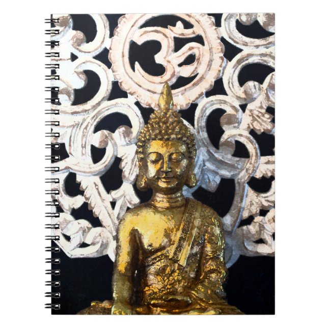 Gold Earth Buddha OM Aum Mantra Ajna Meditation Notebook (Front)