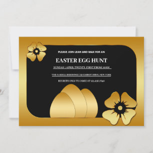  Gold Easter Brunch Egg Hunt Invitation