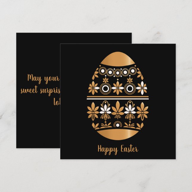 Gold easter egg  holiday card (Front/Back)