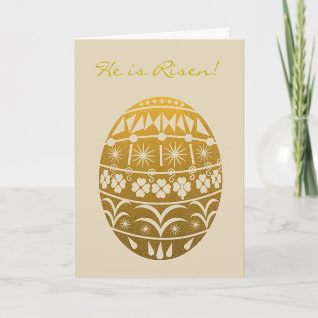 Gold Easter Egg Holiday Card (Front)