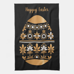 Gold easter egg tea towel