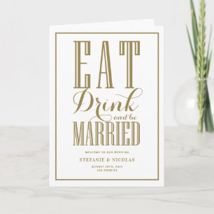 Gold Eat, Drink and Be Married Wedding Programme