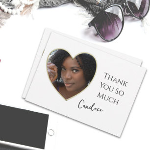 Gold Edged Heart Frame Photo Graduation Thank You