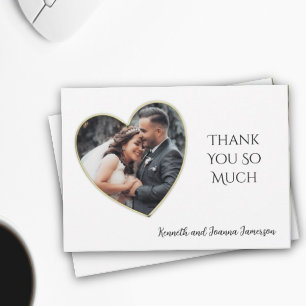 Gold Edged Heart Frame Wedding Photo Thank You