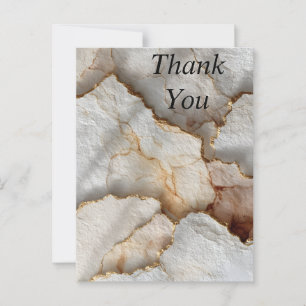 Gold Edged Torn White Marble Paper Thank You Card
