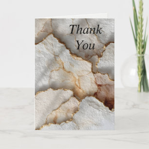Gold Edged Torn White Marble Paper Thank You Card