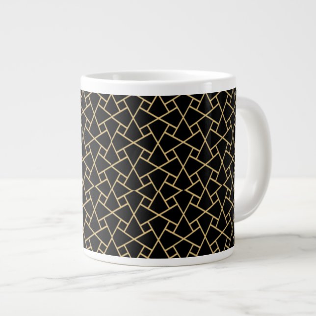 Gold-effect, Black Islamic Pattern Jumbo Mug (Front Right)