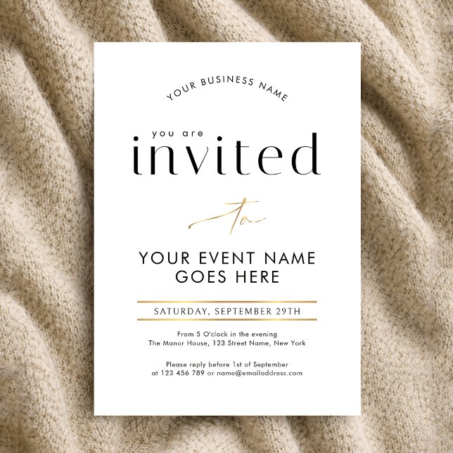 Gold Effect Calligraphy Business Event Gala Night Invitation (Creator Uploaded)