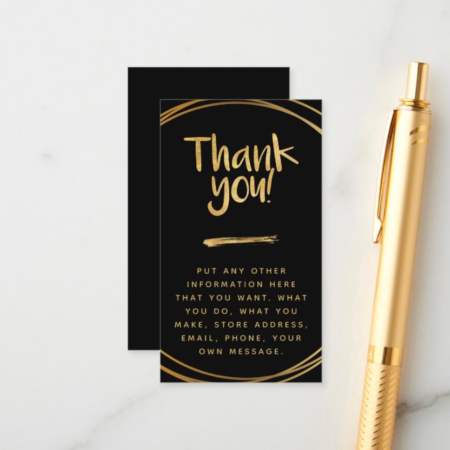 Gold effect customer thank you social links enclosure card (Front/Back In Situ)