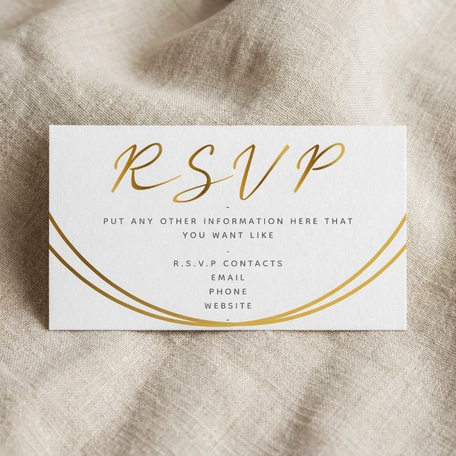 Gold effect elegant script, RSVP white Enclosure Card (Gold effect elegant script, RSVP white Enclosure Card.)