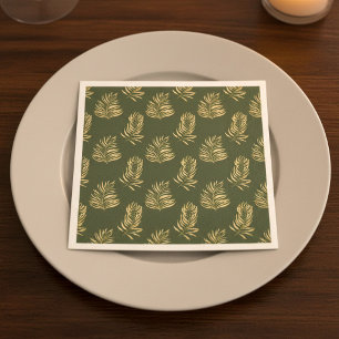 Gold effect fern leaves party napkin