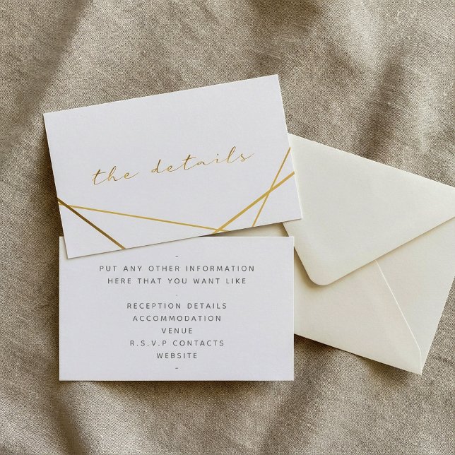 Gold effect, geometric, the details wedding enclosure card (Gold effect, geometric, the details wedding enclosure card.)