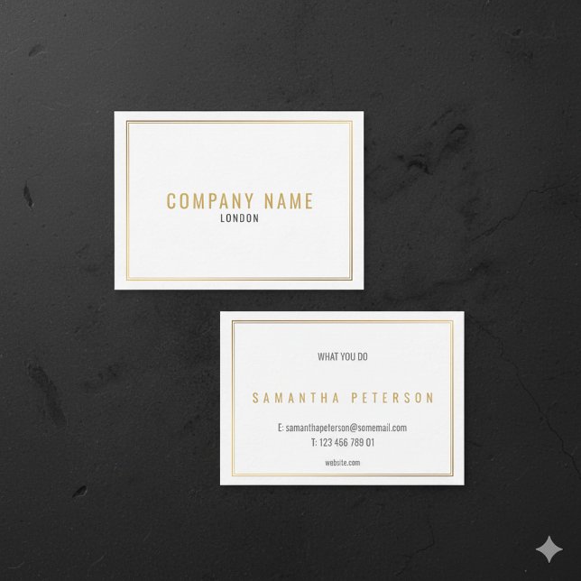 Gold effect, gold border business card (White business card with gold frame.)