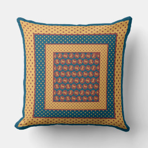 Gold-effect Horses and Polka Dot Patterns Cushion