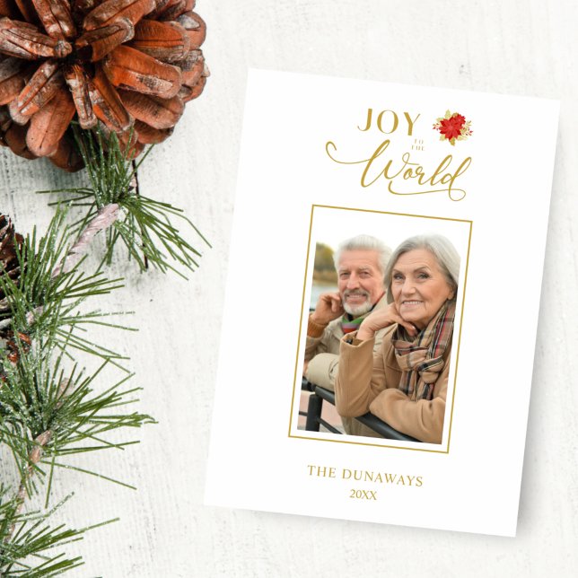 Gold Effect Minimalist Chic Poinsettias Photo (Creator Uploaded)