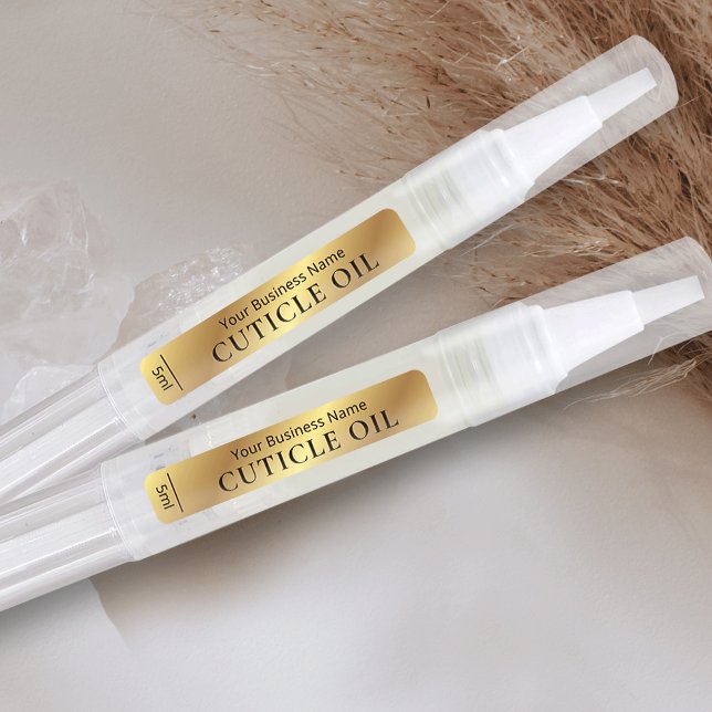 Gold Effect Modern Cosmetic Tube Twist Pen 3ml 5ml (Metallic gold effect cosmetic twist pen waterproof stickers - for 3, 4 and 5ml pens *verify size)