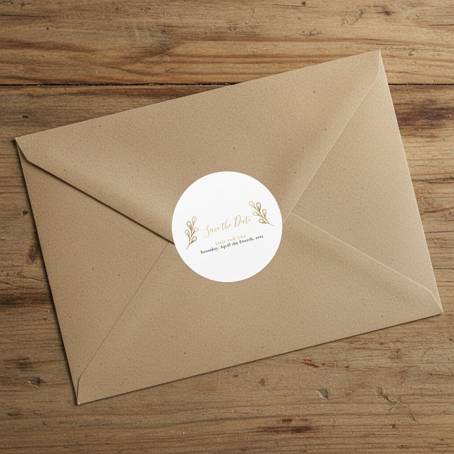 Gold effect petals Save the date envelope seal (Gold effect petals Save the date envelope seal.)