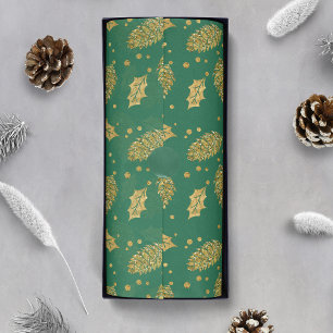 Gold Effect Pine Cones on Green Tissue Paper