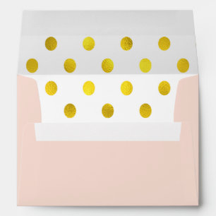 Gold-Effect Polka Dot Lined Pink Envelope