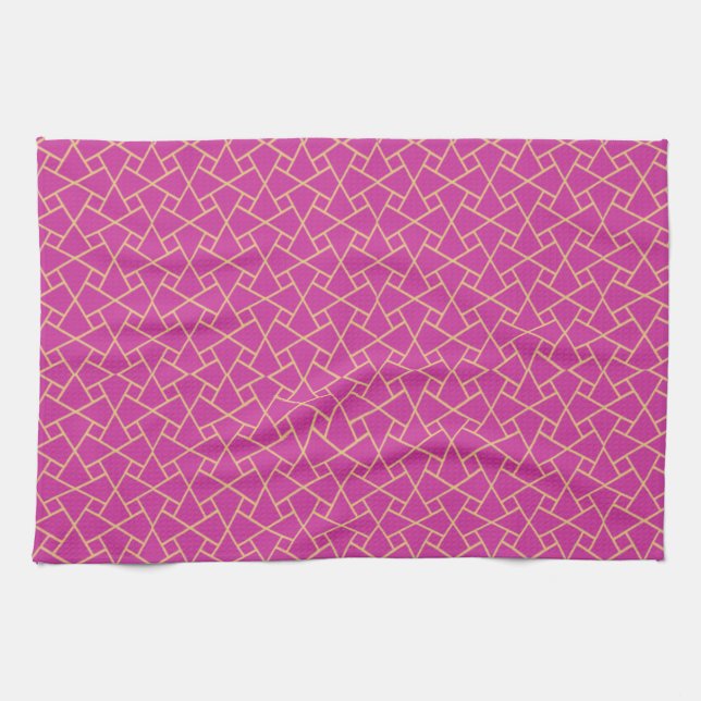 Gold-effect, Purple Islamic Pattern Kitchen Towel (Horizontal)