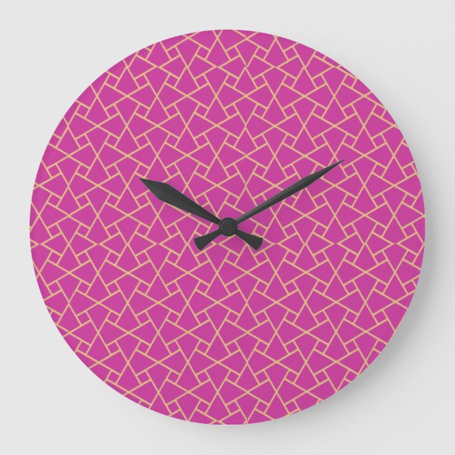 Gold-effect, Purple Islamic Pattern Wall Clock (Front)