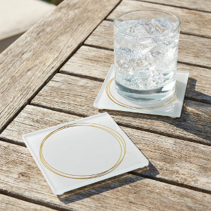 Gold effect rings glass coaster