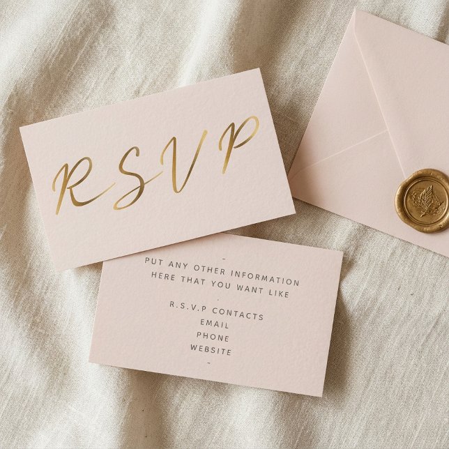 Gold effect script, RSVP bridal pink Enclosure Card (Gold effect script, RSVP bridal pink Enclosure Card.)