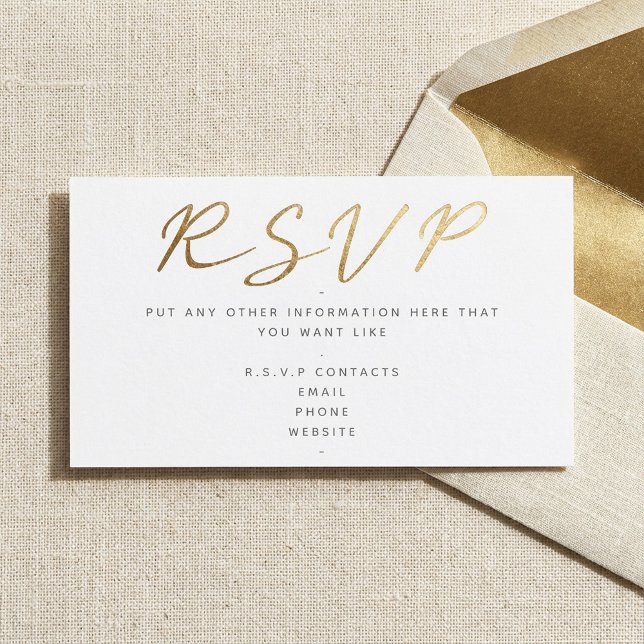 Gold effect script, RSVP white Enclosure Card (Gold effect script, RSVP white Enclosure Card.)