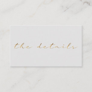 Gold effect script, the details light grey enclosure card