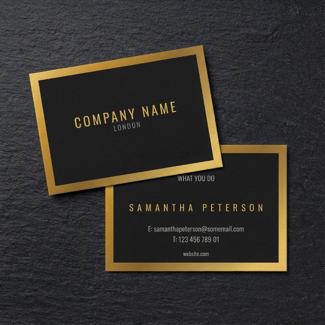 Gold effect, thick gold border black background business card (Gold effect, thick gold border black background business card.)