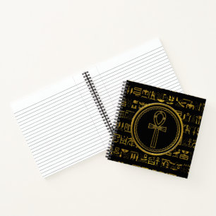 Gold Egyptian Ankh Cross symbol Notebook