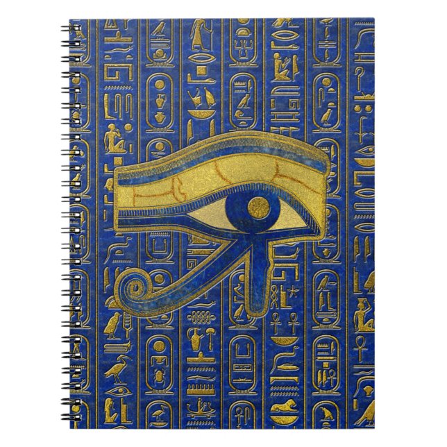 Gold Egyptian Eye of Horus - Wadjet Lapis Lazuli Notebook (Front)
