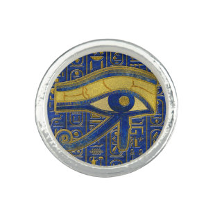 Gold Egyptian Eye of Horus - Wadjet Lapis Lazuli Ring